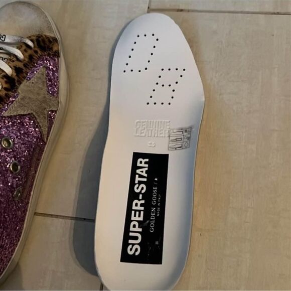 Authentic Golden Goose Purple Glitter Hot Pink Heel & leopard Superstar shoes - Picture 7 of 10